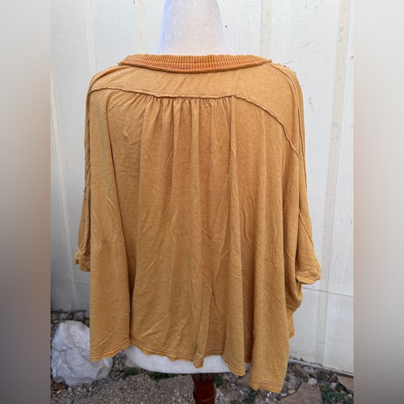 Free People Tiani Tee Embroidered Applique Elephant Flower Boho Tunic Top Yellow - Picture 5 of 7